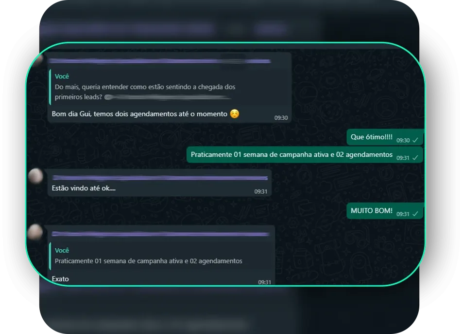 82 leads em poucos dias e agenda preenchida até o mês seguinte